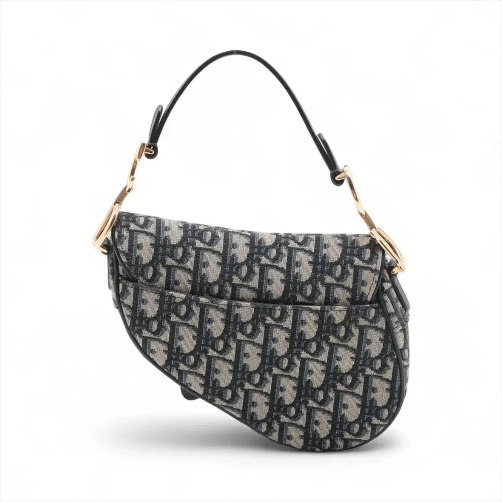 Sold out ❌Christian Dior Oblique Saddle Bag canvas x leather Shoulde - Picture 2 of 8